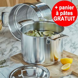 Marmite 24cm 8L Silver + panier à pâtes GRATUIT - Demeyere