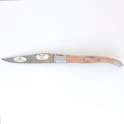 Couteau de poche Laguiole 12cm bois de genévrier, lame damas - Laguiole en Aubrac