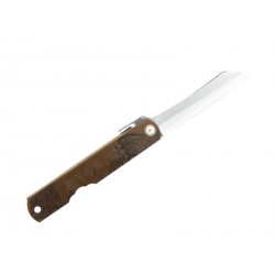 Couteau de poche Higonokami laiton brun 10cm carbone