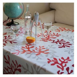 Nappe enduite ovale 160x240 Corail rouge - Fleur de Soleil